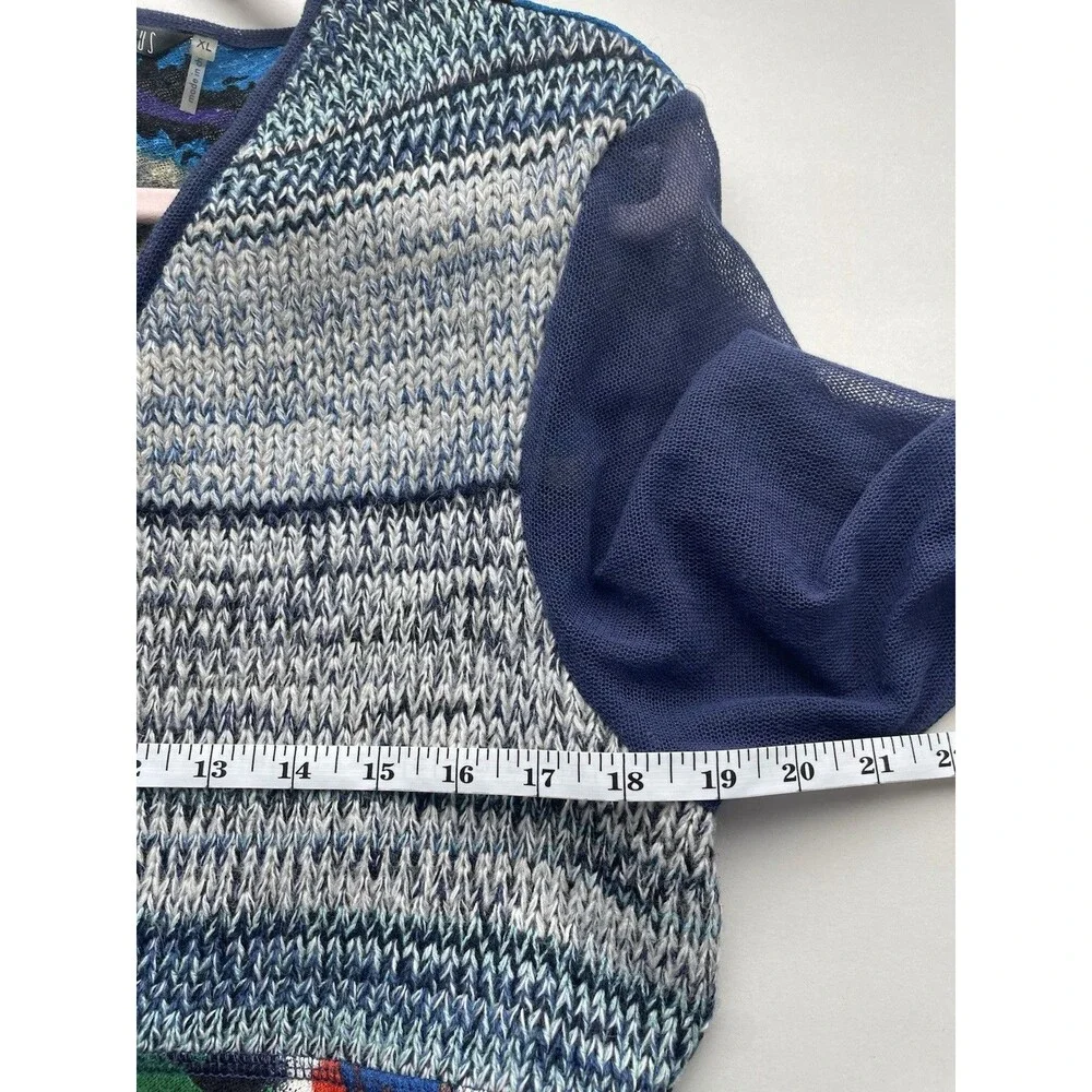 Kaktus Zip Cardigan XL Art to wear Artsy Sweater Colorful Boho Hippie